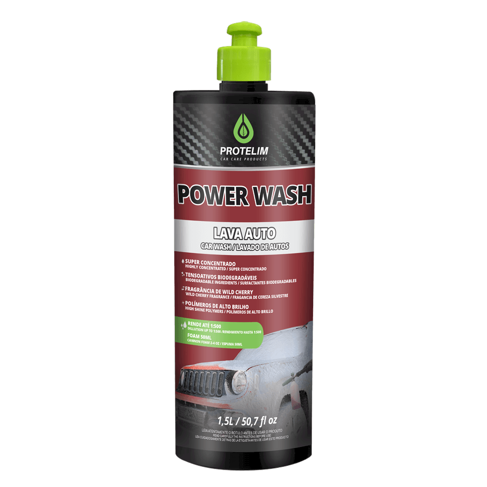 POWER WASH LAVA AUTOS CONCENTRADO (DILUIÇÃO ATÉ 1/500) 1,5L - PROTELIM