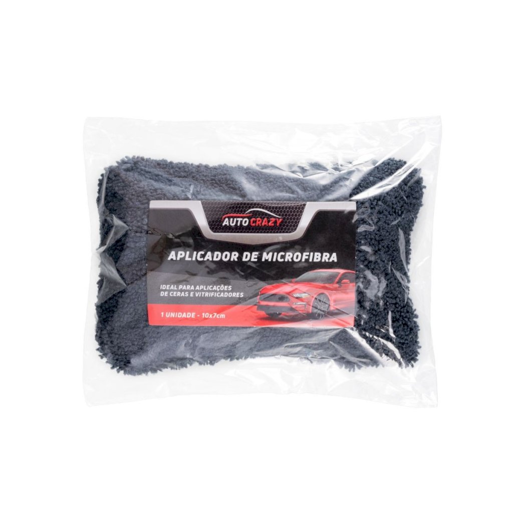 APLICADOR DE CERA MICROFIBRA PRETO 10X7cm - AUTOCRAZY