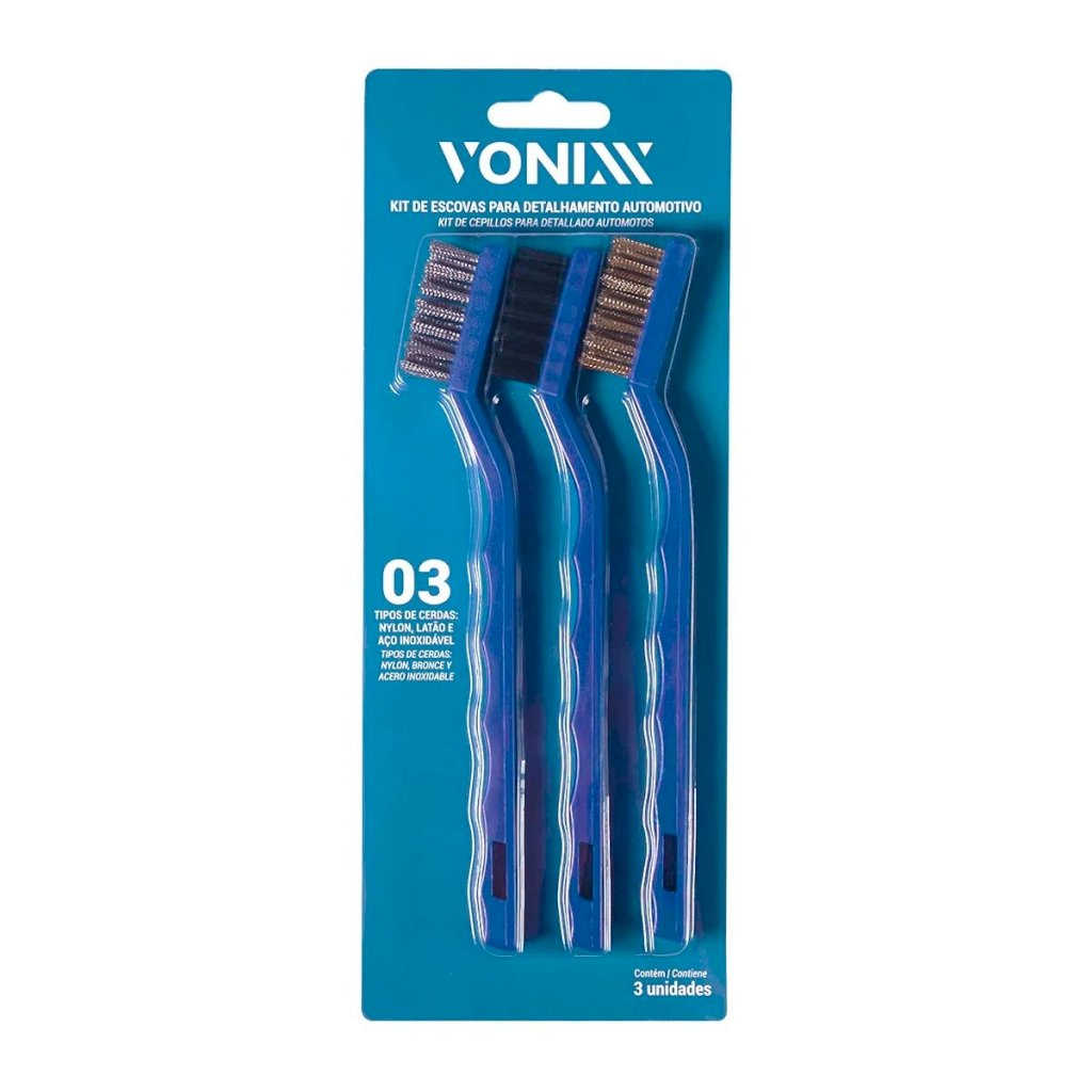 KIT DE ESCOVAS PARA DETALHAMENTO AUTOMOTIVO - VONIXX