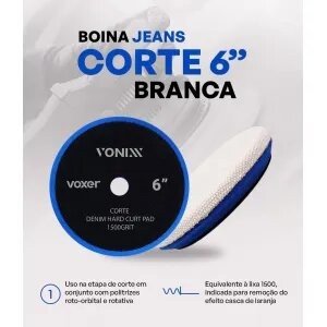 BOINA JEANS VOXER BRANCA CORTE 6'' – 1500 GRIT