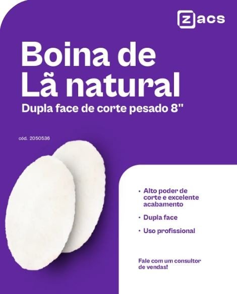  BOINA LÃ NATURAL DUPLA FACE 8″ - ZACS