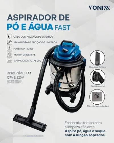 ASPIRADOR PÓ E ÁGUA FAST - VONIXX