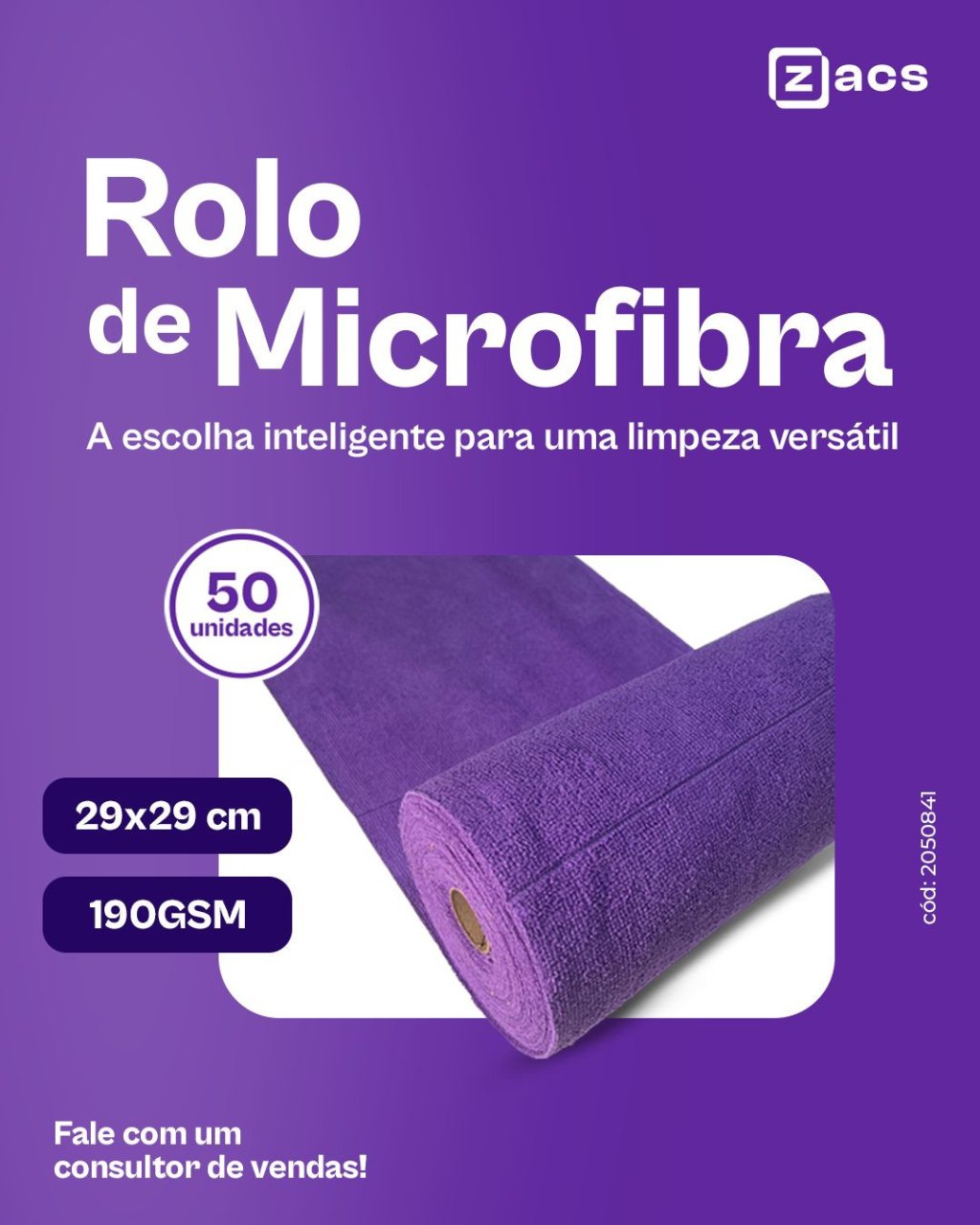 ROLO DE MICROFIBRA 29X29CM 190GSM- ZACS 