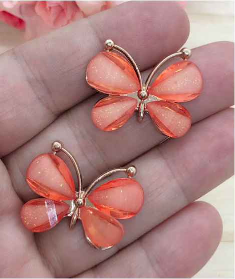 Aplique Metal/chaton Borboleta CORAL unidade