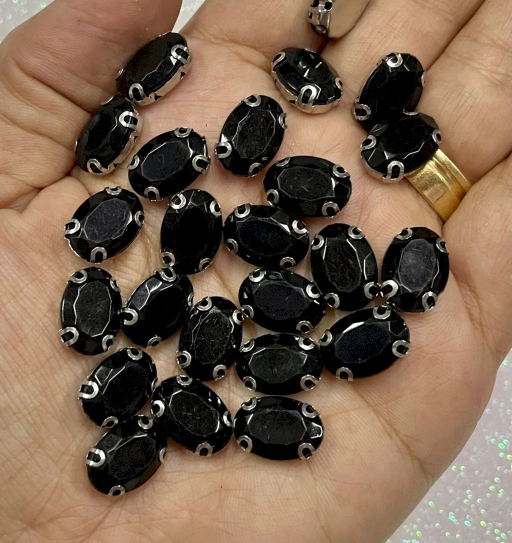 Chaton Engrampado OVAL Limport PRETO 10x14mm 50und