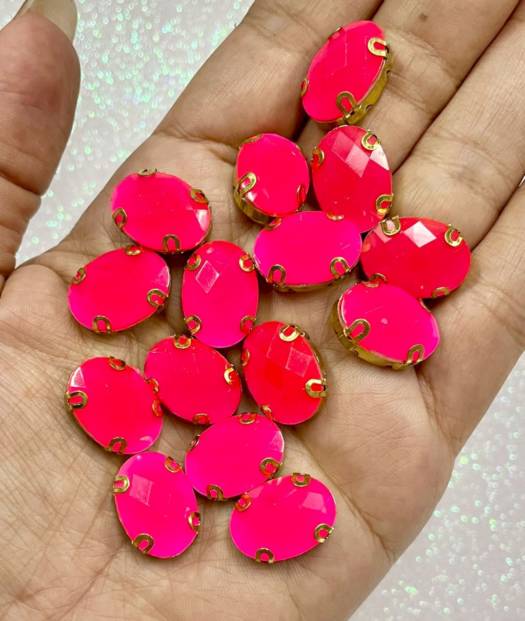 Chaton Engrampado OVAL Limport ROSA FLÚOR 13x18mm 20und