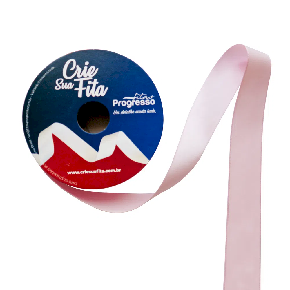 Fita Cetim CrieSuaFita n°5 cor206-ROSA BEBÊ 22mm 50mt