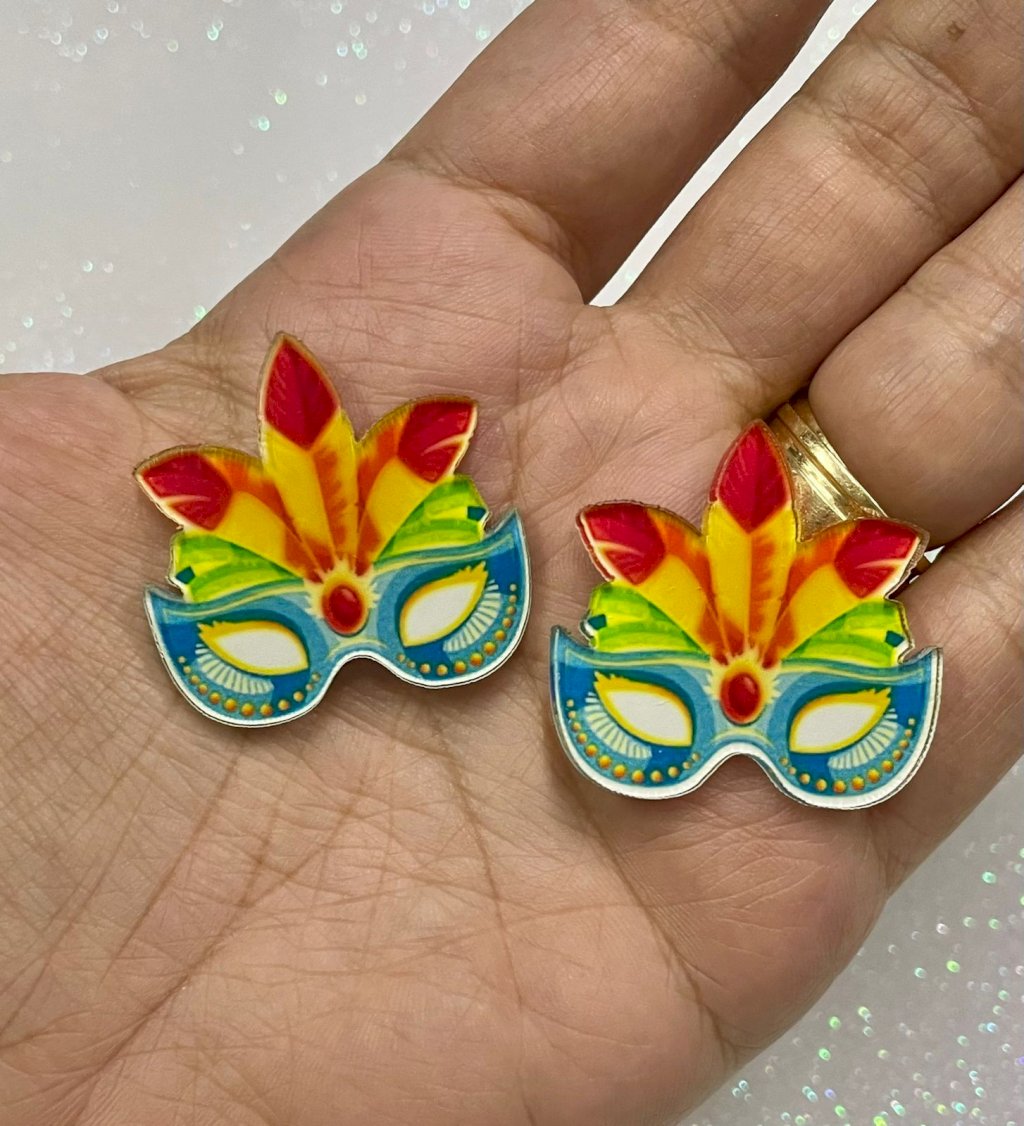 Aplique Acrílico Máscara CARNAVAL (Azul) Ref:13873 ArtFitas 02und