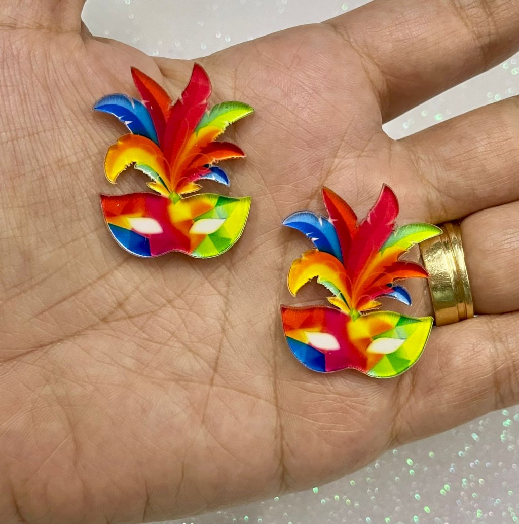 Aplique Acrílico Máscara CARNAVAL (Vermelha) Ref:13873 ArtFitas