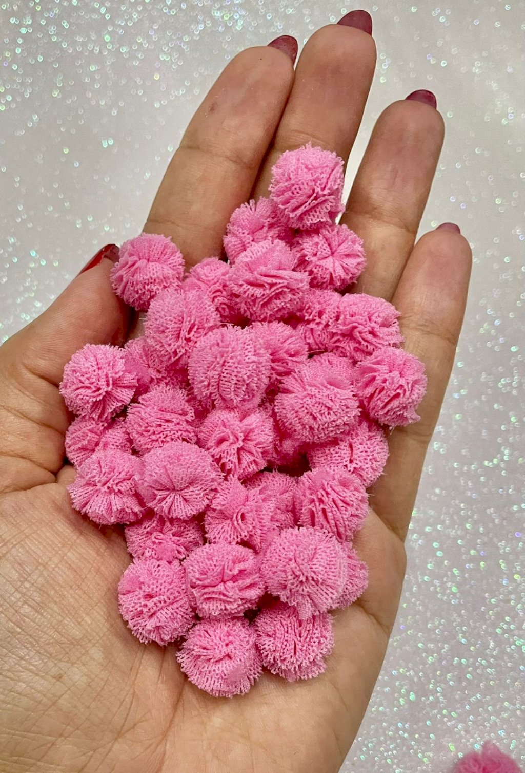 Pompom Tecido Malha Lomil Ref:50172 ROSA MÉDIO 15mm 20und