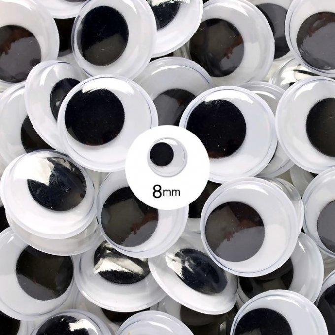 Olho móvel 8mm PRETO Nybc 50pares