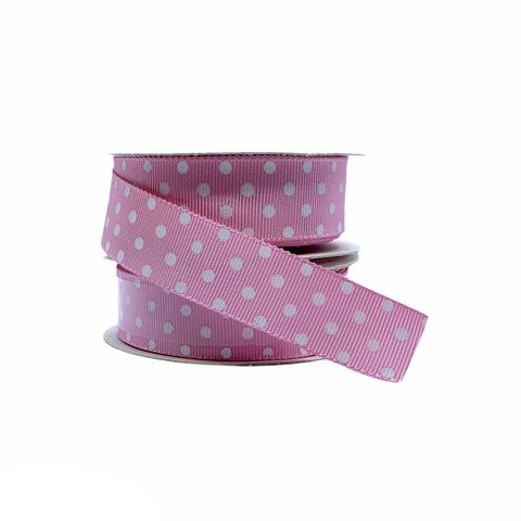 Fita Gorgurão Poá Sinimbu Ref:1433/22 cor17-ROSA/BRANCO 22mm 10mt