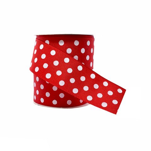 Fita Gorgurão Poá Sinimbu Ref:1433/38 cor07-VERMELHO/BRANCO 38mm 10mt