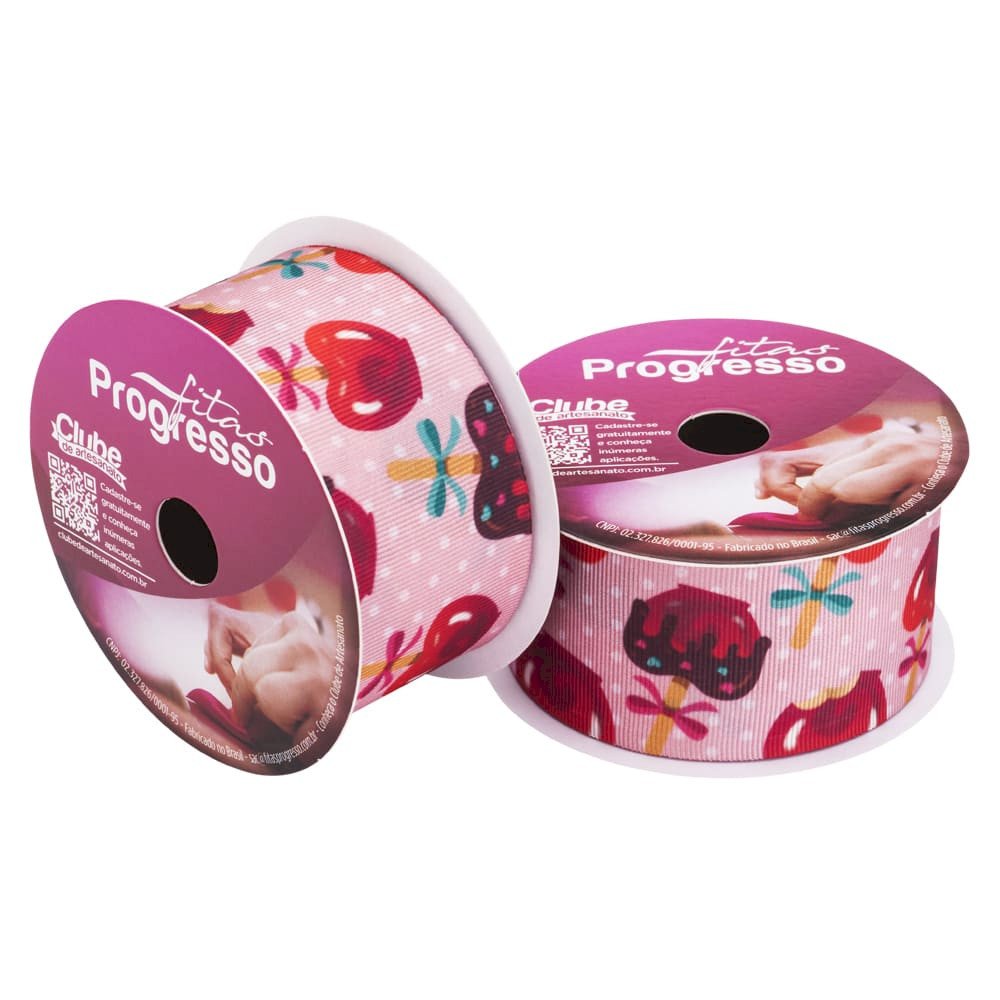 Fita Gorgurão Maçã do amor(junina) Ref:EGP009TR Progresso Cor239 38mm 10mt