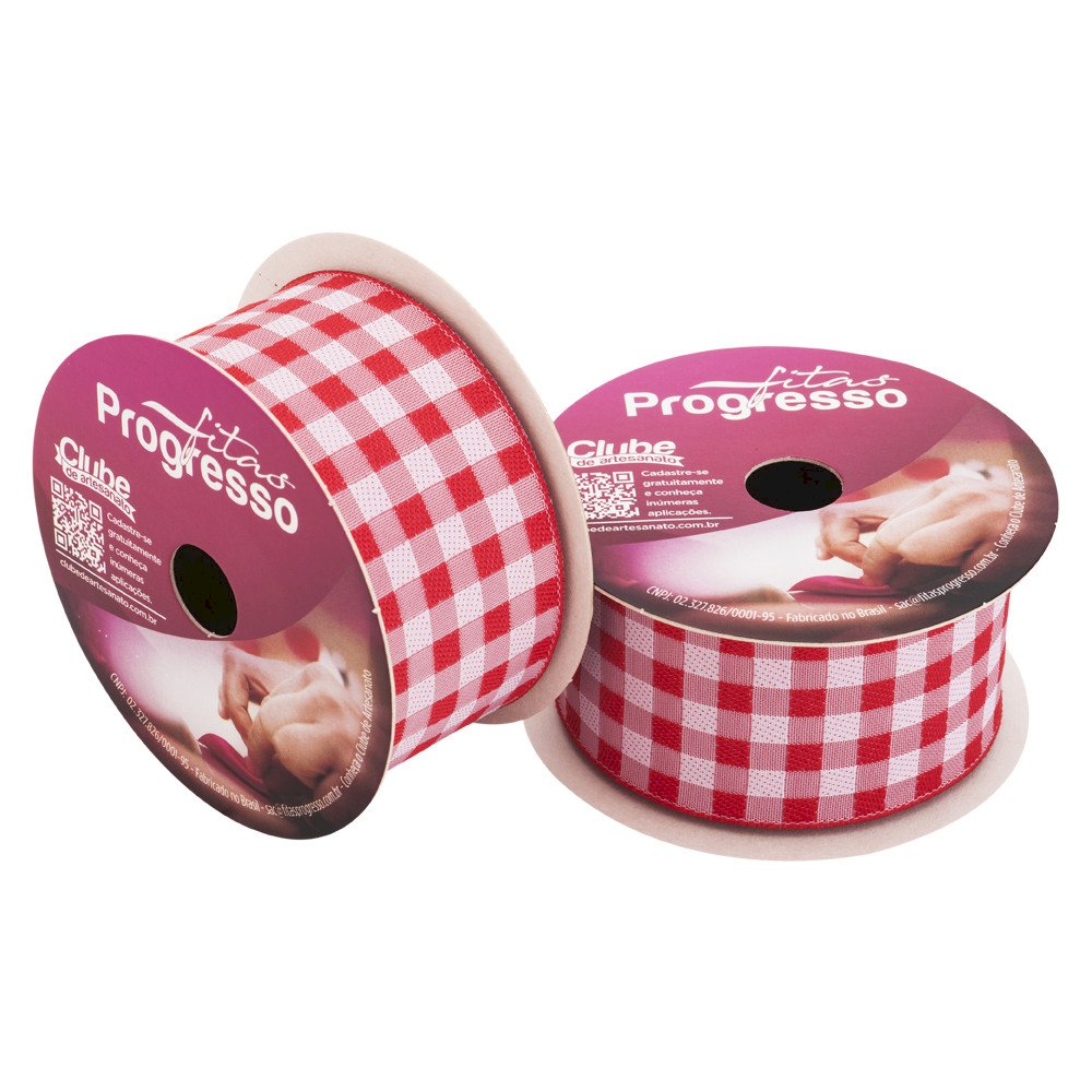 Fita Xadrez Progresso Ref:XZ009 cor209-VERMELHO 37mm 10mt