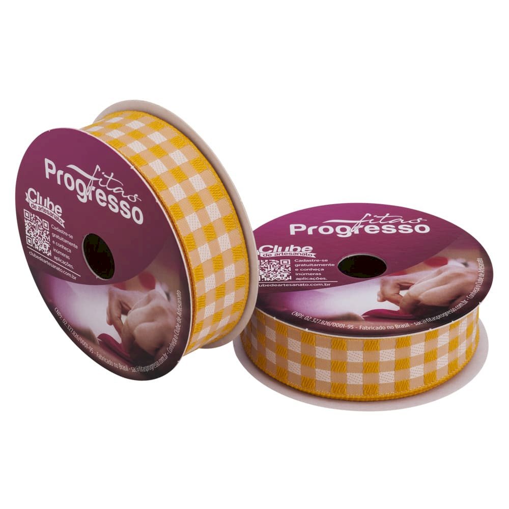 Fita Xadrez Progresso Ref:XZ005 cor038-AMARELO 22mm 10mt