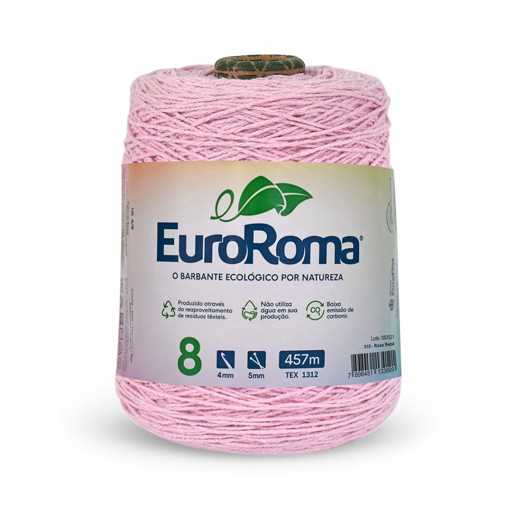 Barbante Euroroma n°8 ROSA BEBÊ 457mt 600g