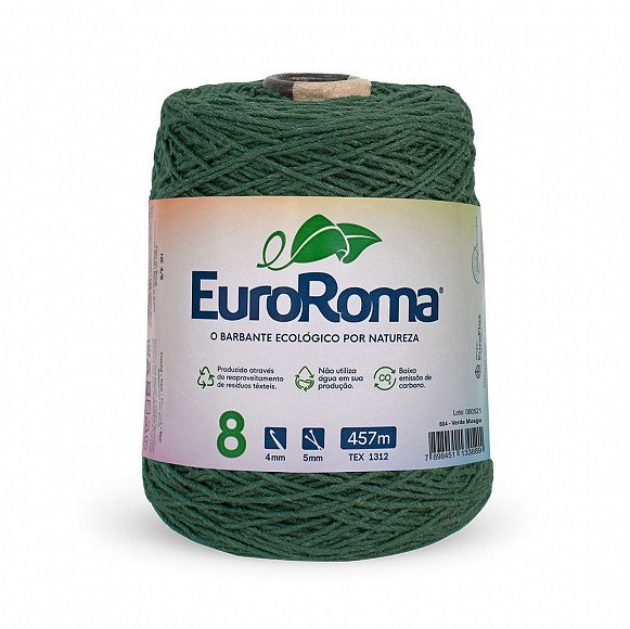 Barbante Euroroma n°8 VERDE MUSGO Cor804 457mt 600g