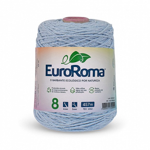 Barbante Euroroma n°8 AZUL BEBÊ Cor900 457mt 600g
