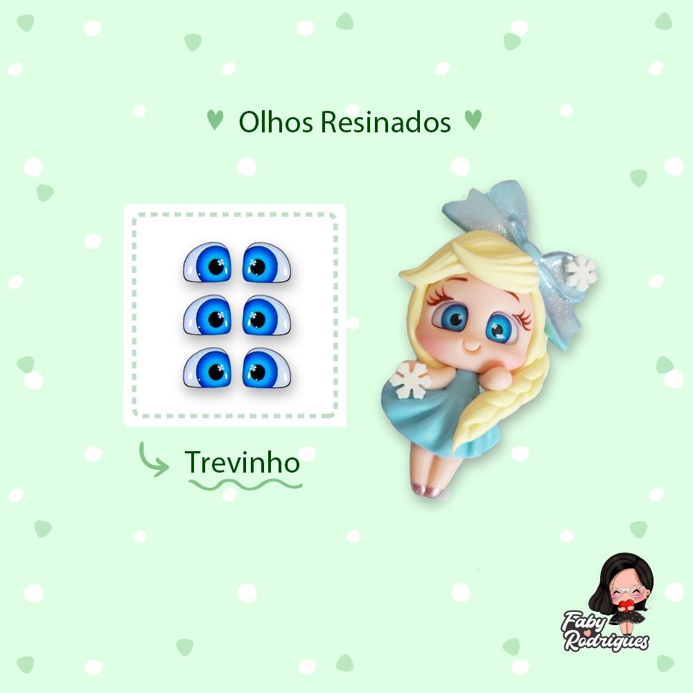 Olhos Adesivos Resinados PP F02-AZUL (Trevinho) Faby Rodrigues 70pares