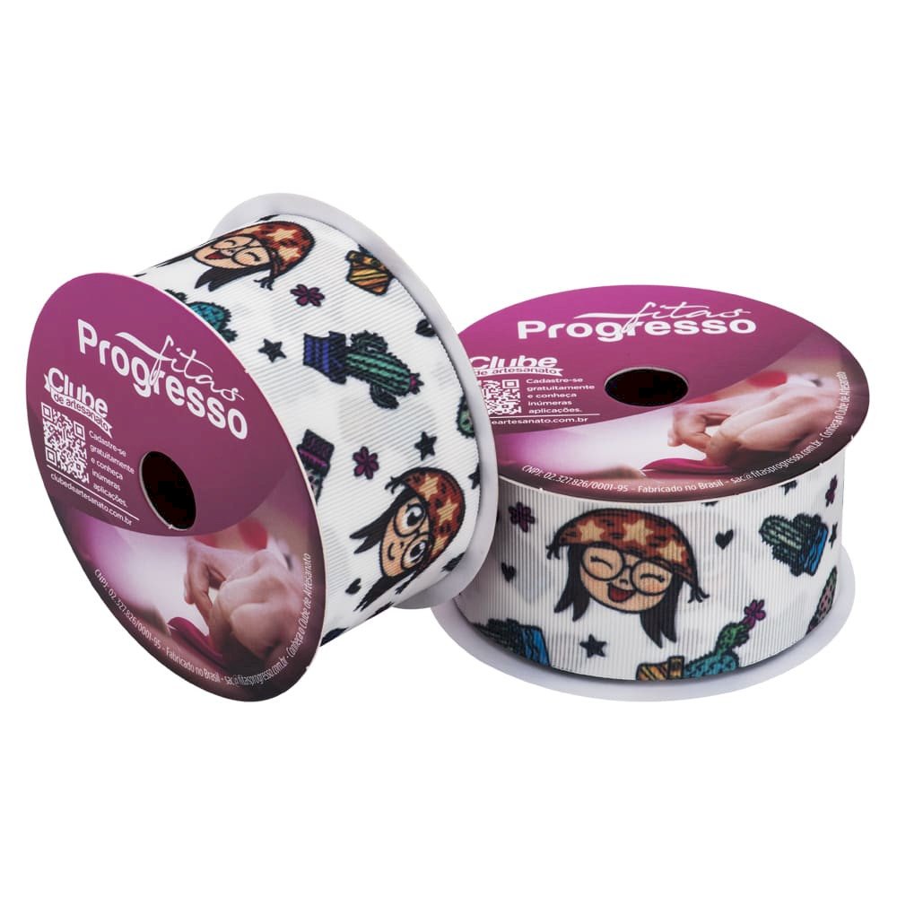 Fita Gorgurão JULLIETE(Fundo branco) Ref:EGP009TR Progresso Cor282 38mm 10mt