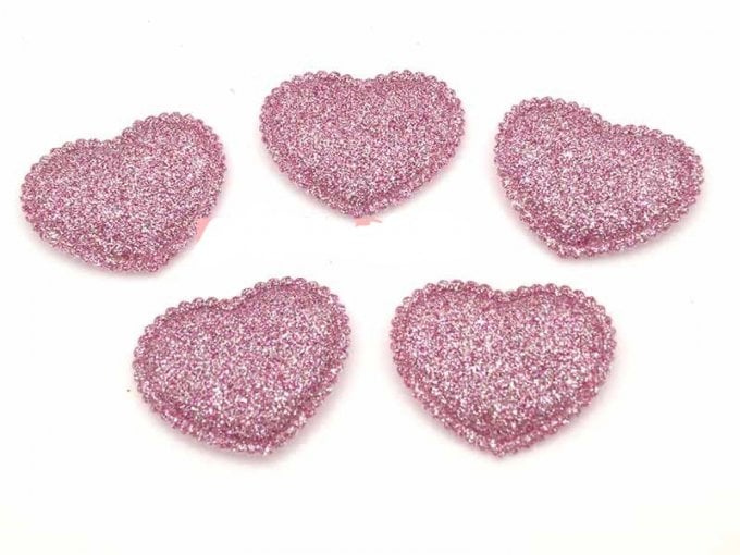 Aplique Lurex Coração ROSA CLARO Melaço 06und