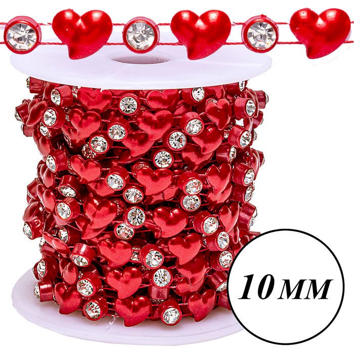 Ajofre Coração c/Strass Nybc VERMELHO Ref:SPF-64-10 10mm 