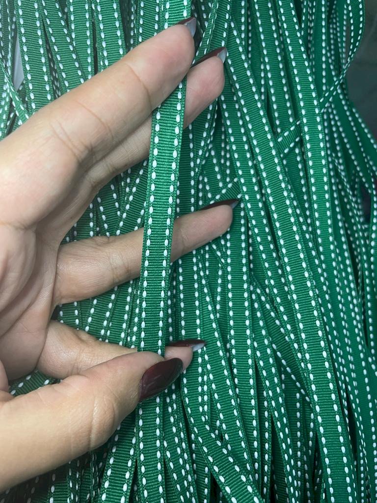 Fita Gorgurão Yama Pespontada n°2 Cor587-FOREST GREEN 10mm 05mt