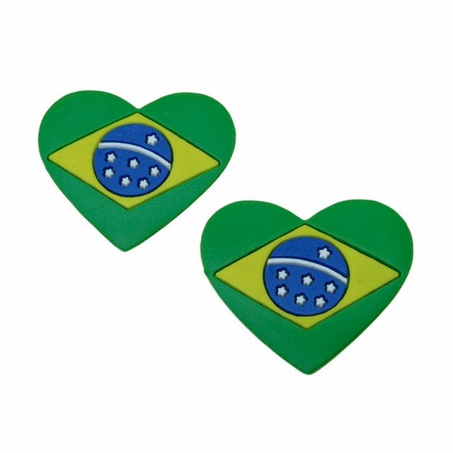 Aplique Emborrachado Coração Bandeira Brasil 42x49mm 02und