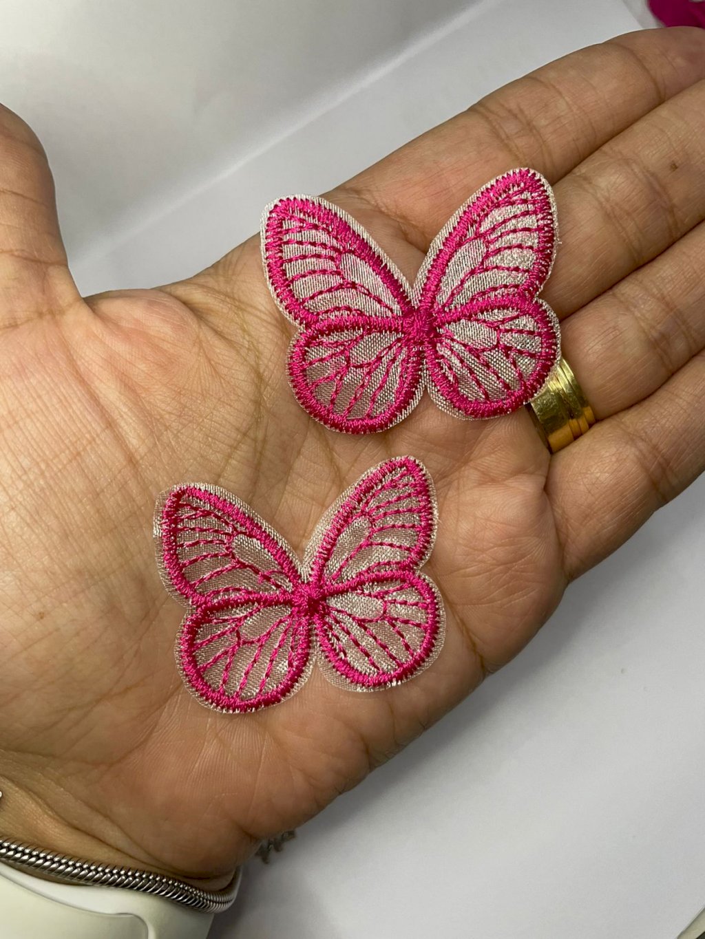 Aplique Borboleta Voil Bordada PtImport Ref:23843 PINK 02und