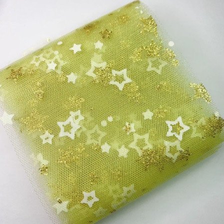 Fita Tule Estrela AMARELO JPimport 80mm 03mt