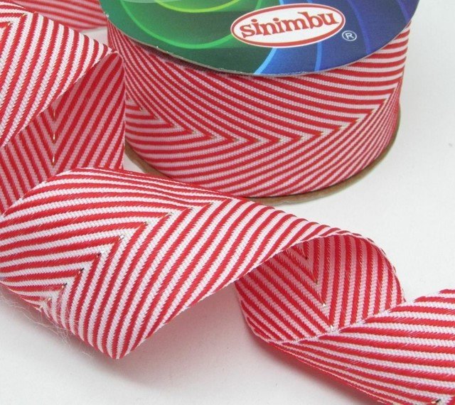 Fita Gorgurão Sinimbu Chevron Ref:1875/38 Cor03-VERMELHO 38mm 10mt