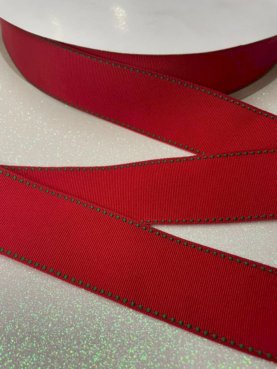 Fita Gorgurão Yama Pespontada n°9 NATAL VERMELHO/VERDE 38mm 05mt