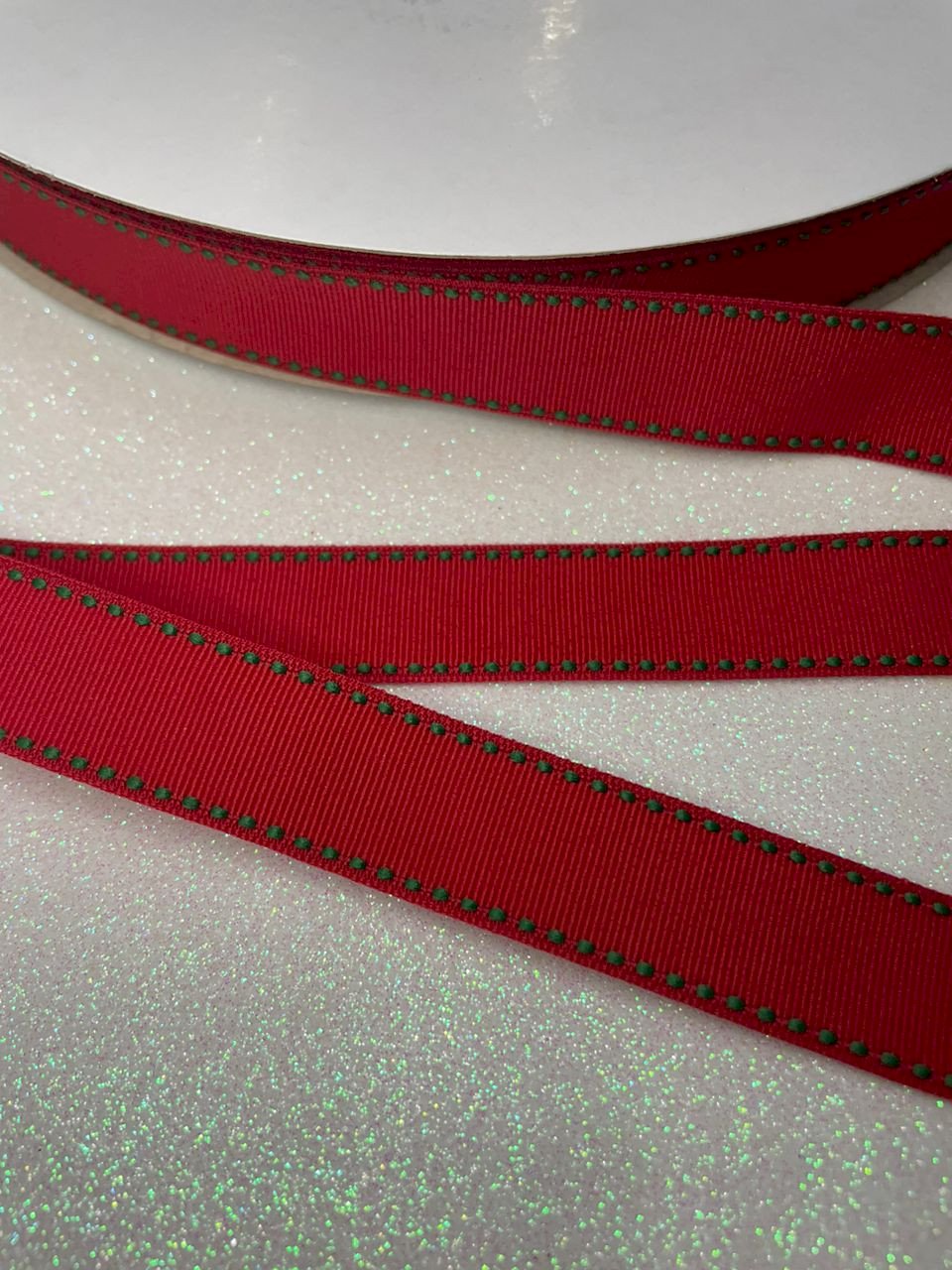 Fita Gorgurão Yama Pespontada n°5 NATAL VERMELHO/VERDE 22mm 05mt