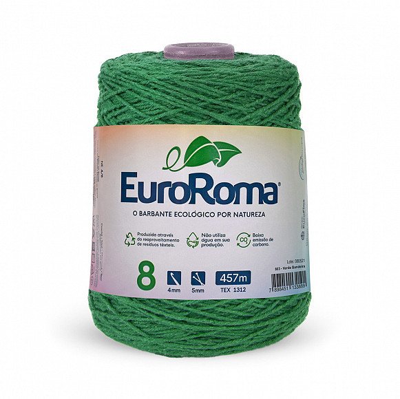 Barbante Euroroma n°8 VERDE BANDEIRA Cor803 457mt 600g