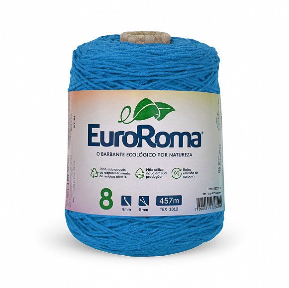 Barbante Euroroma n°8 AZUL PISCINA Cor901 457mt 600g