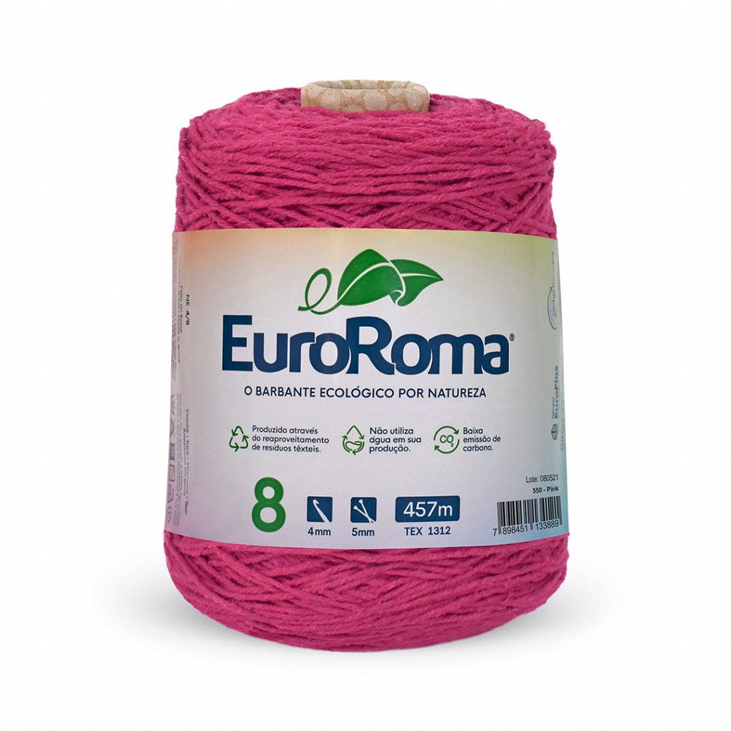 Barbante Euroroma n°8 PINK Cor550 457mt 600g