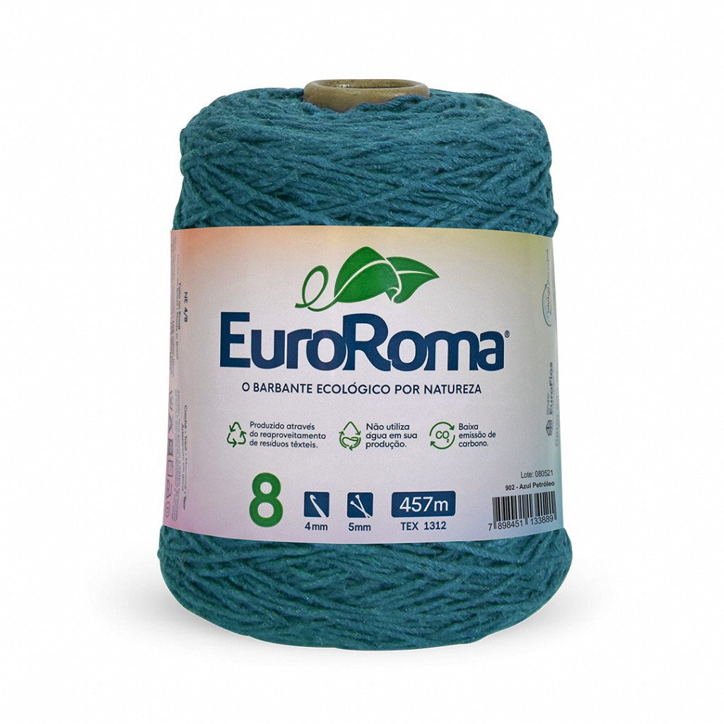 Barbante Euroroma n°8 AZUL PETRÓLEO Cor902 457mt 600g