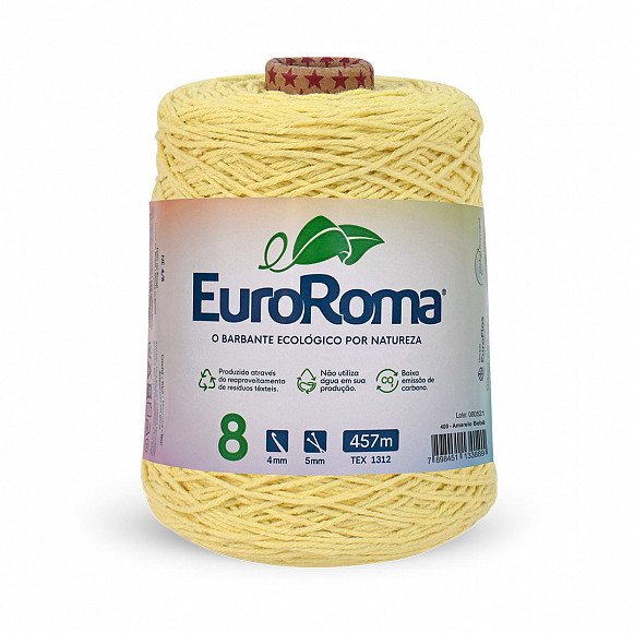 Barbante Euroroma n°8 AMARELO BEBÊ Cor400 457mt 600g