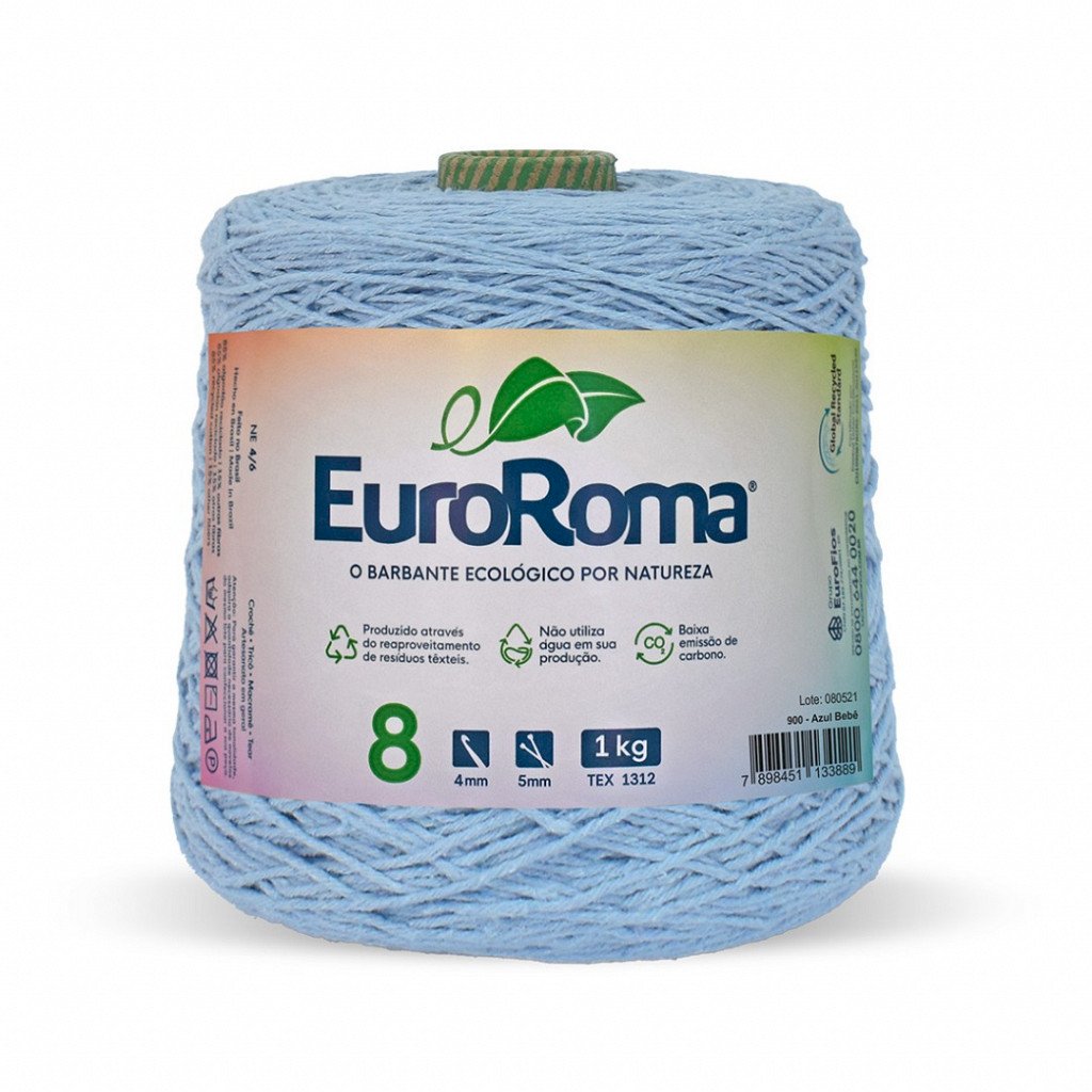 Barbante Euroroma n°8 AZUL BEBÊ Cor900 1Kg