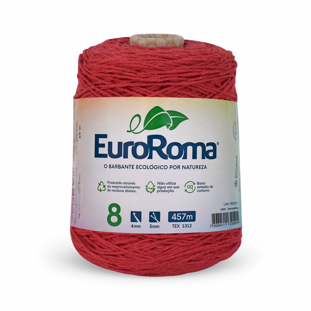 Barbante Euroroma n°8 VERMELHO Cor1000 457mt 600g