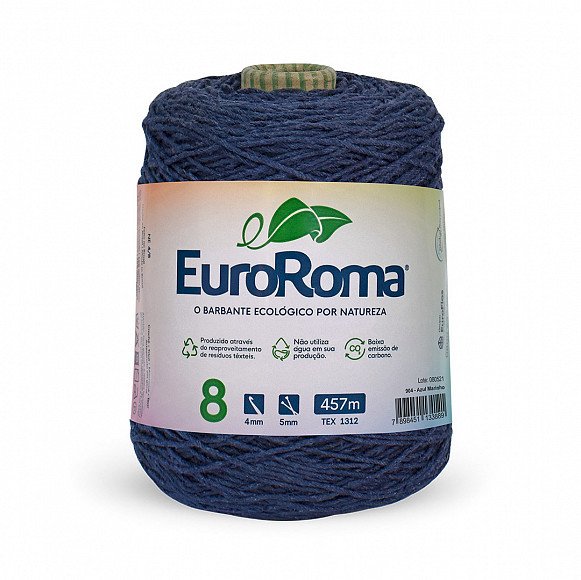 Barbante Euroroma n°8 AZUL MARINHO Cor904 457mt 600g