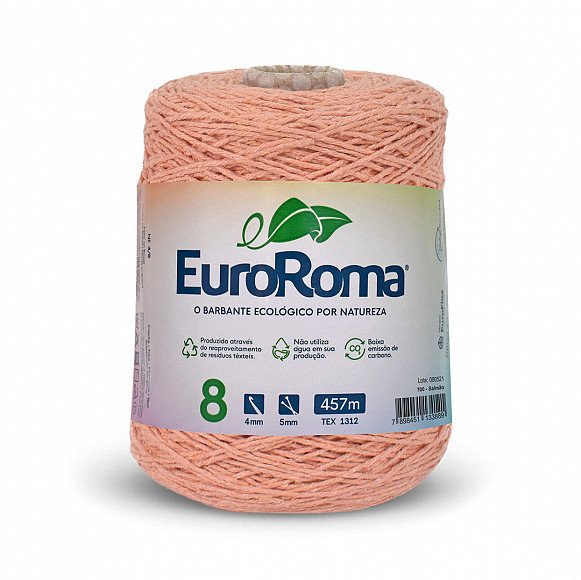 Barbante Euroroma n°8 SALMÃO Cor700 457mt 600g