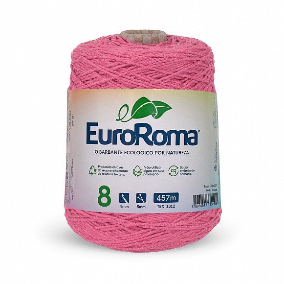 Barbante Euroroma n°8 ROSA Cor500 457mt 600g