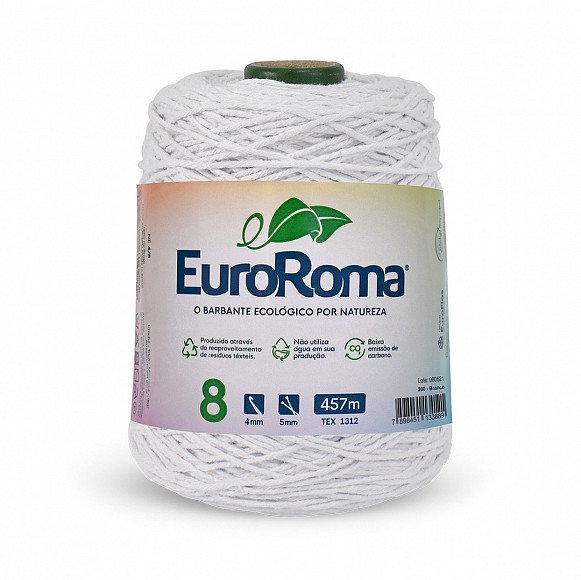 Barbante Euroroma n°8 BRANCO Cor200 457mt 600g