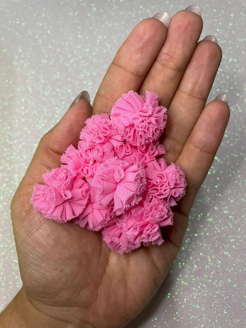 Pompom Tecido Malha Lomil Ref:50171 ROSA MÉDIO 25mm 10und