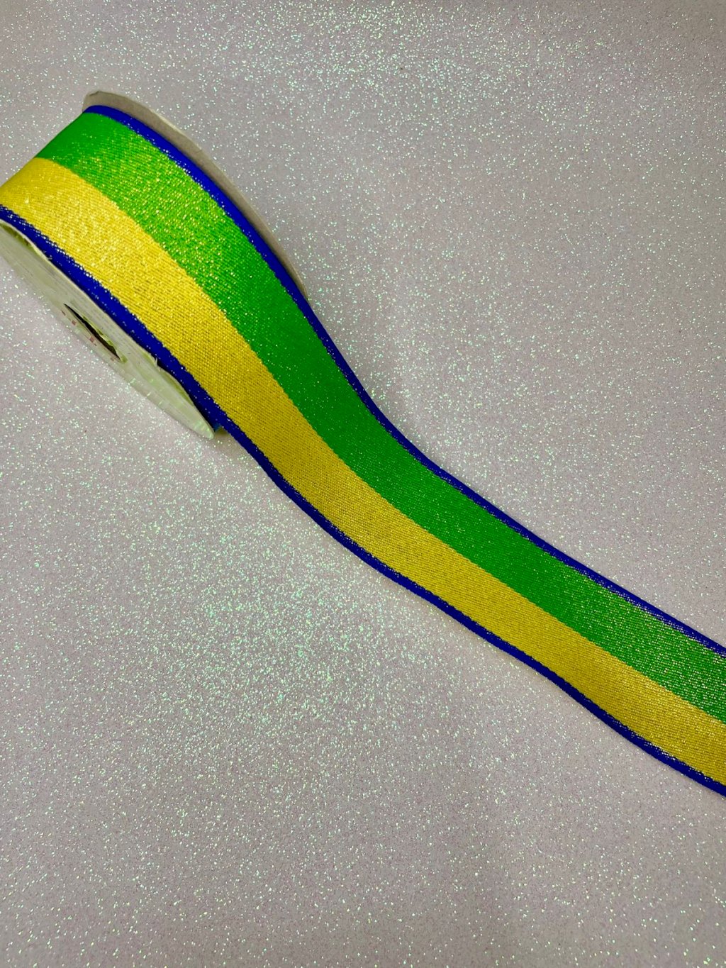 Fita Gorgurão Lurex ArtFitas Ref:27 VERDE/AMARELO/AZUL 38mm 10mt