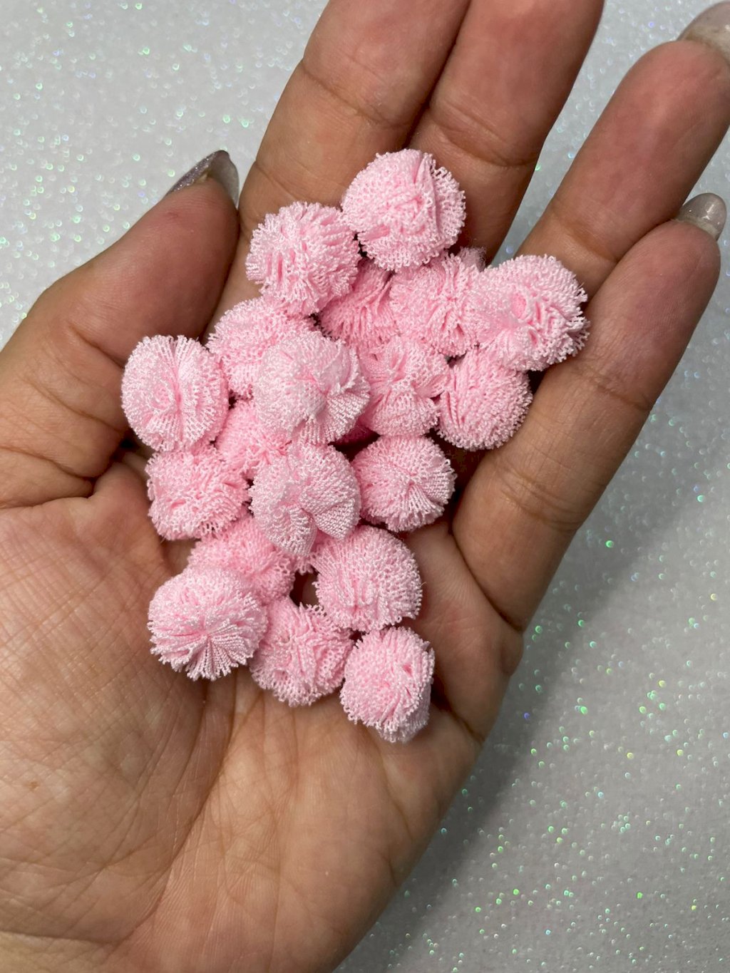 Pompom Tecido Malha Lomil Ref:50172 ROSA CLARO 15mm 20und