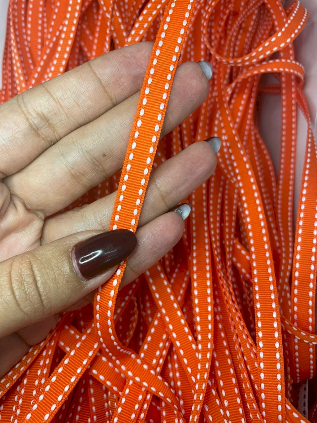 Fita Gorgurão Yama Pespontada n°2 Cor750-TORRID ORANGE 10mm 05mt