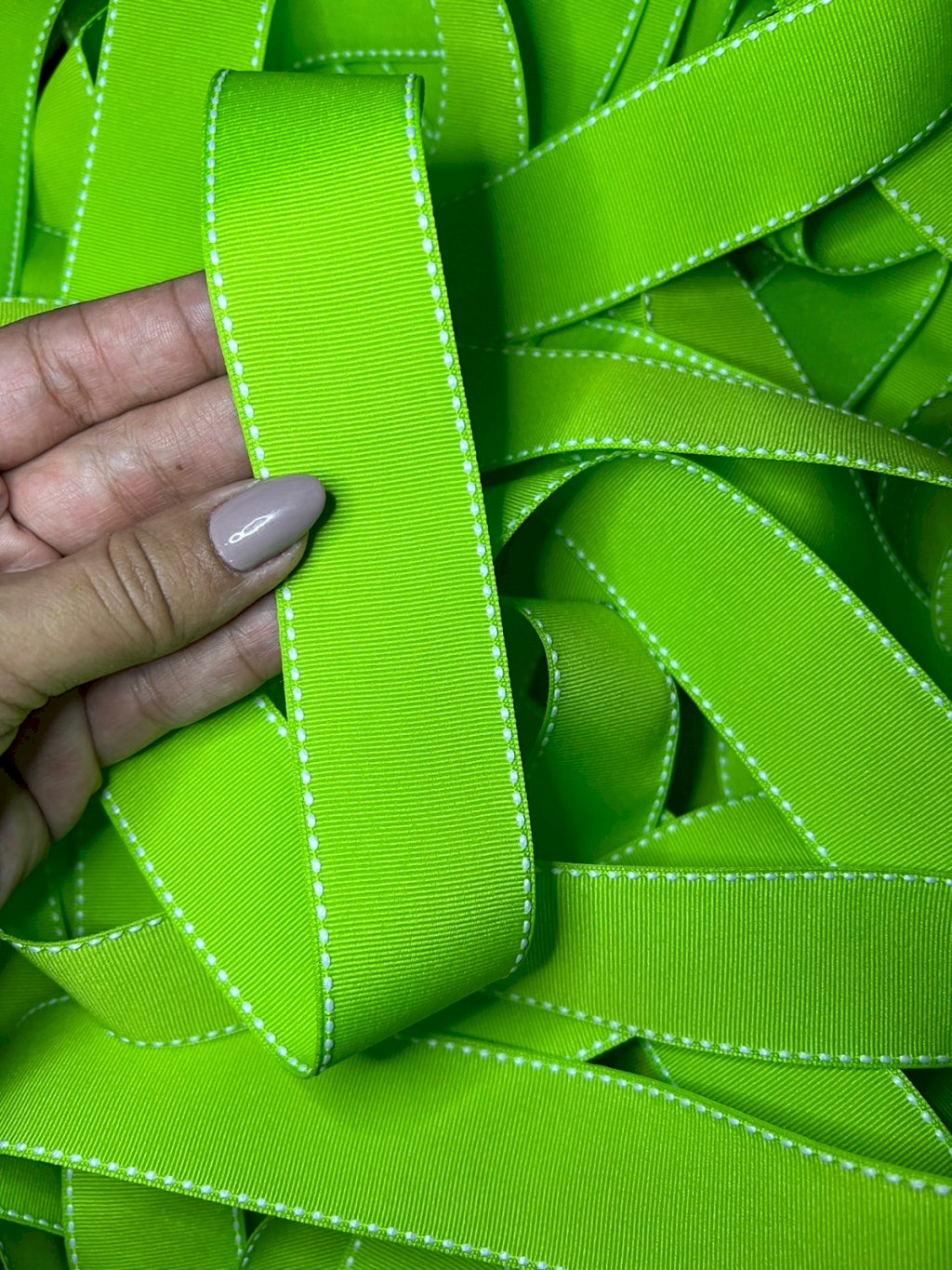 Fita Gorgurão Yama Pespontada n°9 Cor550-APPLE GREEN 38mm 05mt